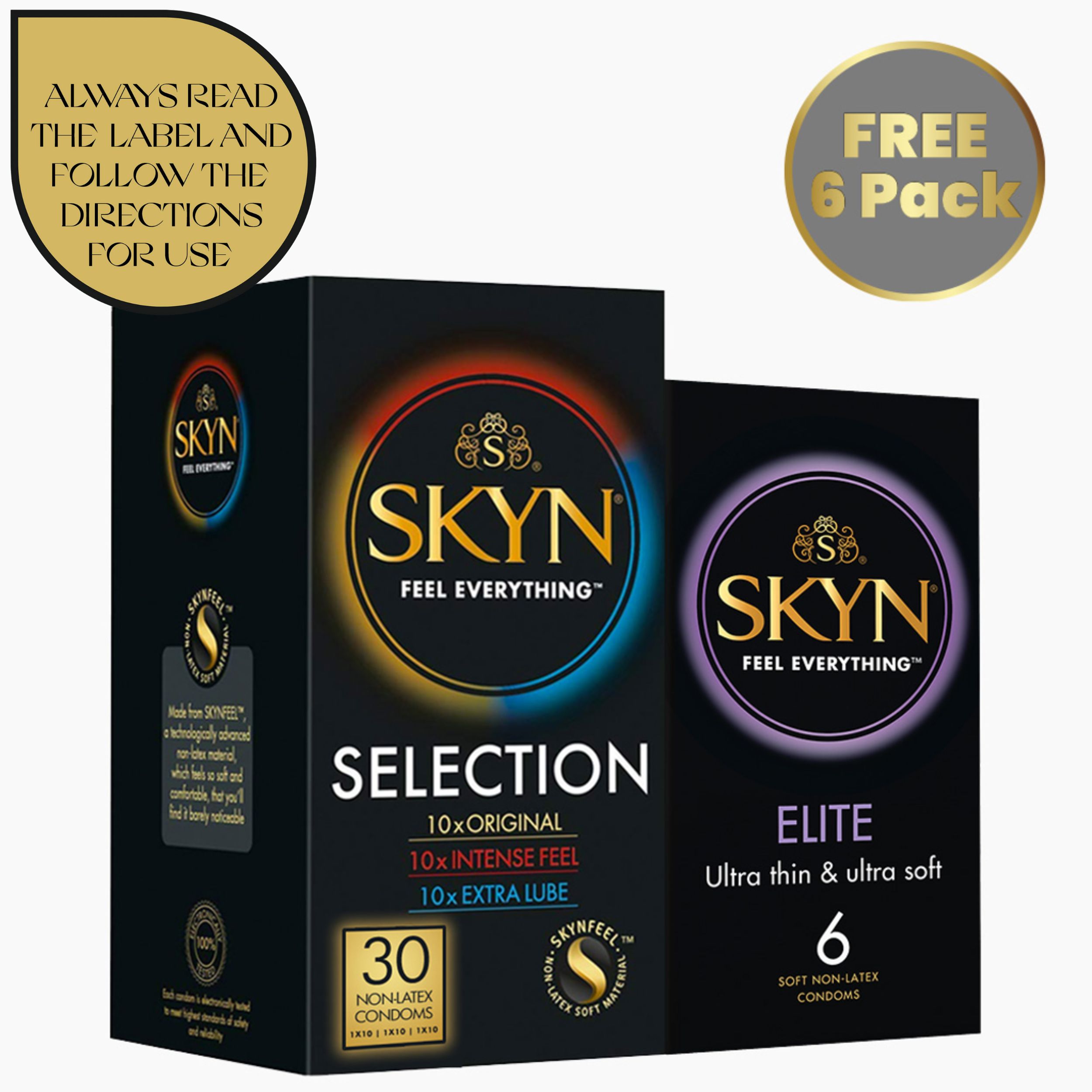 SKYN® Selection Condoms 30 + Free 6 Pack of SKYN® Elite Condoms