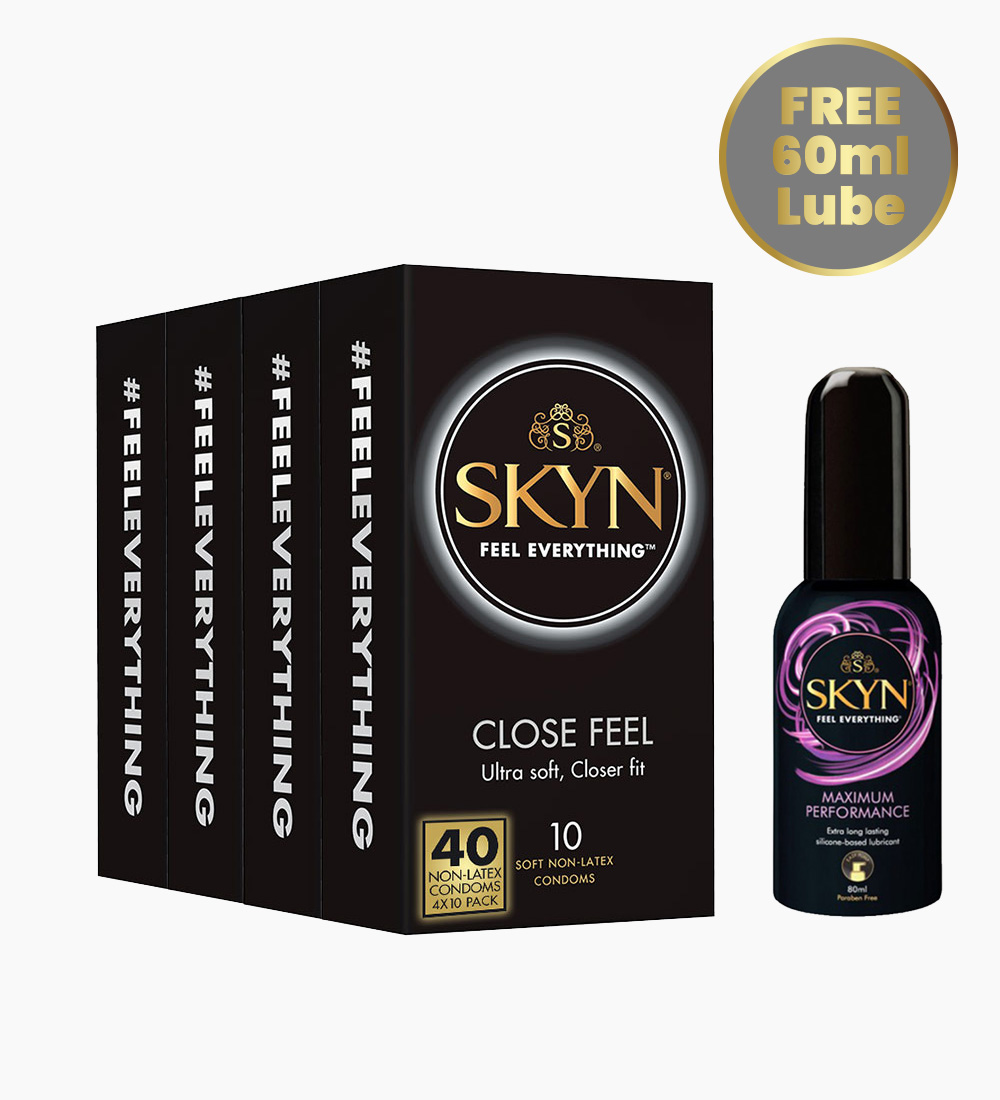 SKYN® Close Feel Non Latex Condoms - Pack of 40 + Free 80ML Maximum Performance Lube