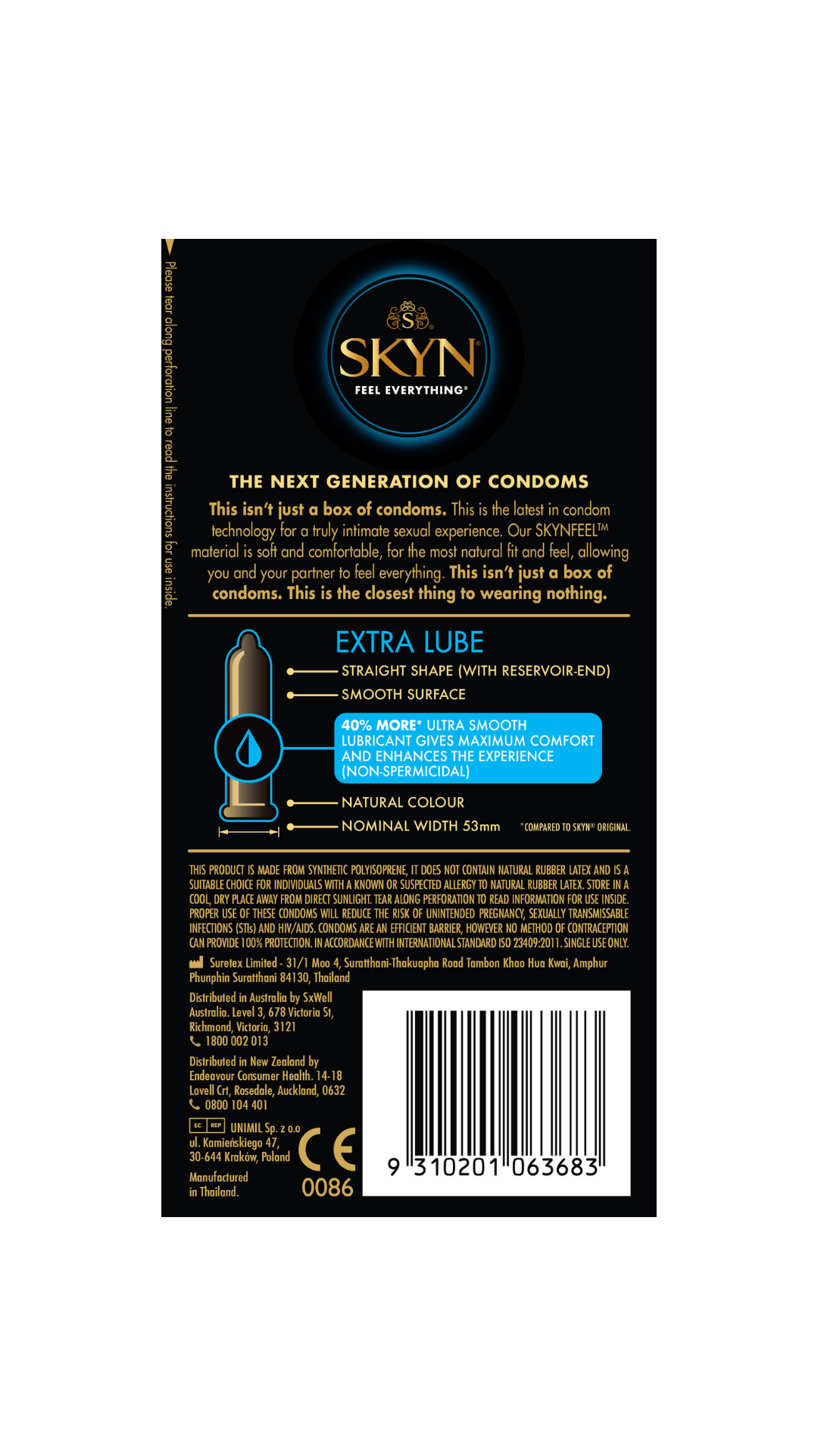SKYN Condom Extra Lube 60 + Natural Harmony Gel 80ml