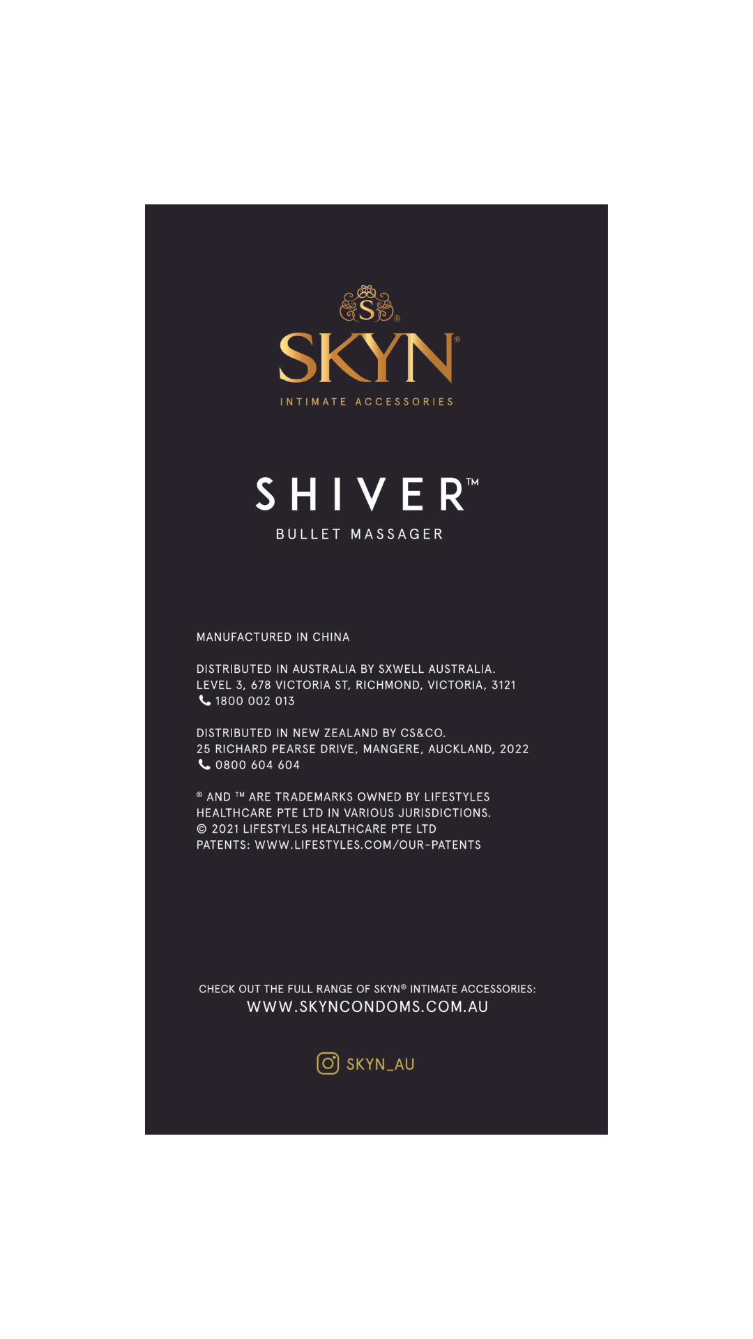 SKYN Shiver Vibrator + Natural Harmony Gel 80ml