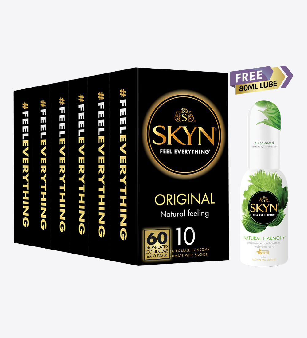 SKYN® Large Non Latex Condoms pack of 60 + FREE SKYN® Natural Harmony personal Lubricant 80ml
