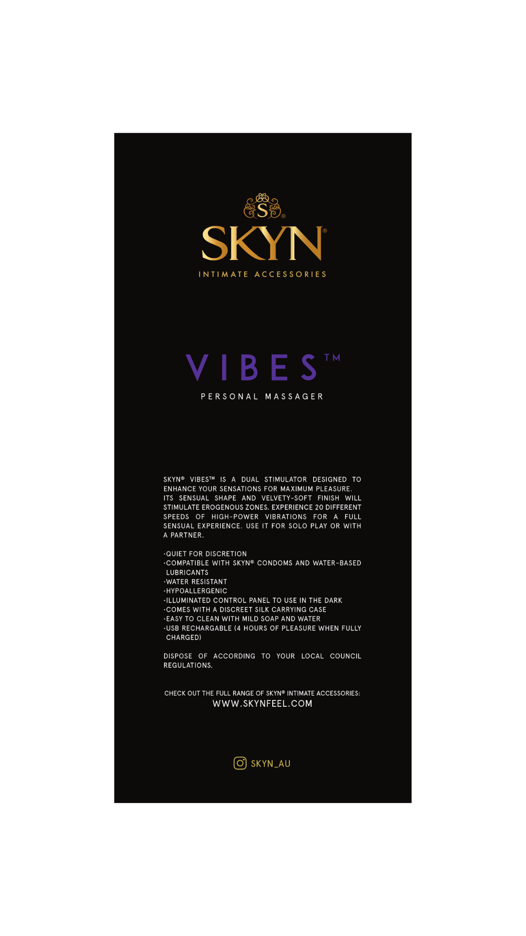 SKYN® Vibes Personal Massager + FREE SKYN® Natural Harmony Gel 80Ml